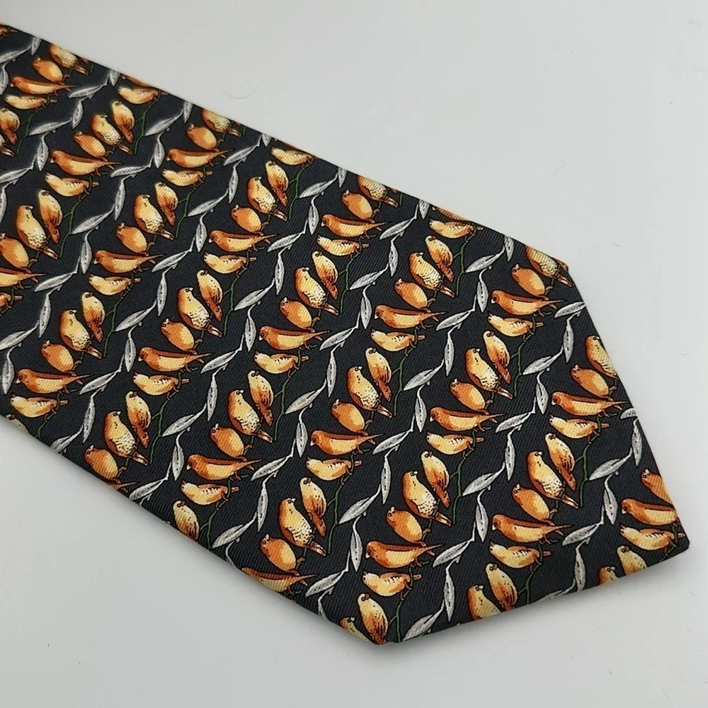 Lancel Paris Birds on Branch Silk Tie